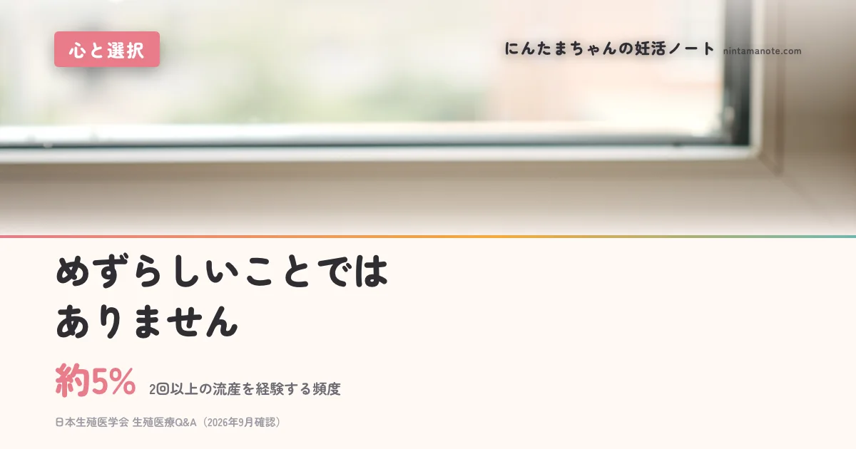 約5%（2回以上の流産を経験する頻度）。めずらしいことではありません